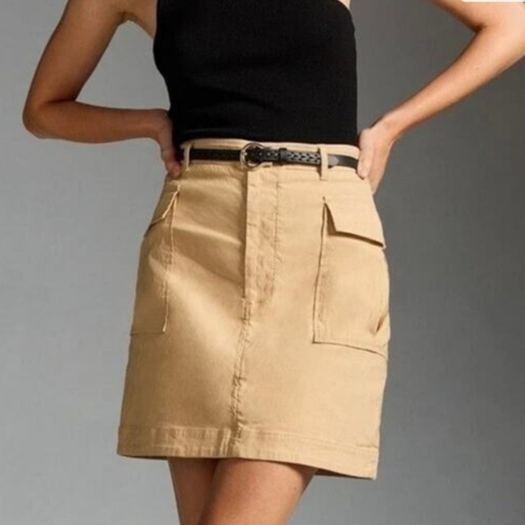 Maeve Dresses & Skirts - Maeve by Anthropologie Tan Khaki Cargo Mini Skirt Utility Pockets Small